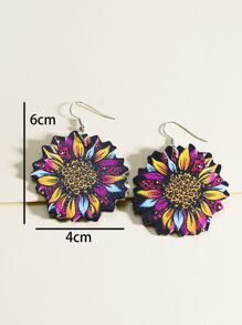 豹紋圖案花耳墜 - 彩色 - 查看 3