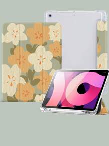 苹果花形保护壳适用于 iPad Air4/5 10.9 英寸，适用于三星 Galaxy Tab S7/S8/S9 12.4 英寸、Tab 11 保护套，带笔架，支持自动睡眠/唤醒盖 - 彩色 - 查看 3