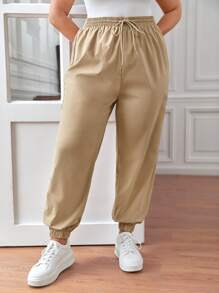 SHEIN Frenchy Plus Drawstring Waist Pants