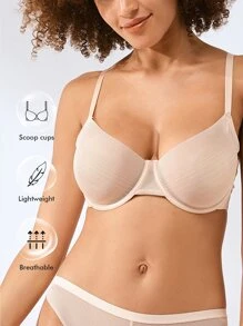 LUVLETTE Sheer Fantasy Low-cut Unlined Seamless Bra - Apricot - View 2