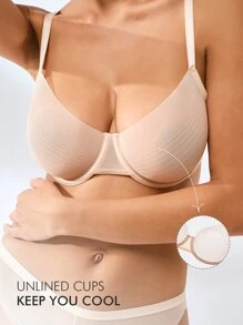 LUVLETTE Sheer Fantasy Low-cut Unlined Seamless Bra - Apricot - View 3