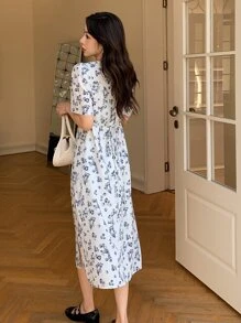 DAZY Đầm Chia Buộc lại Trọn gói Thiết kế hai lớp Hoa Boho - trắng - Xem 2