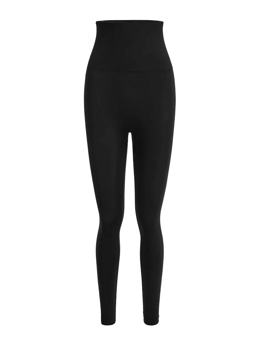 SHAPORA Solid Wideband Waist Shapewear Trousers - Black - View 1