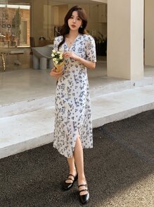 DAZY Đầm Chia Buộc lại Trọn gói Thiết kế hai lớp Hoa Boho - trắng - Xem 8