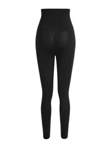 SHAPORA Solid Wideband Waist Shapewear Trousers - Black - View 8