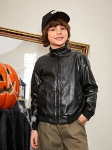 SHEIN 男孩拉鏈開襟加絨內裏夾克