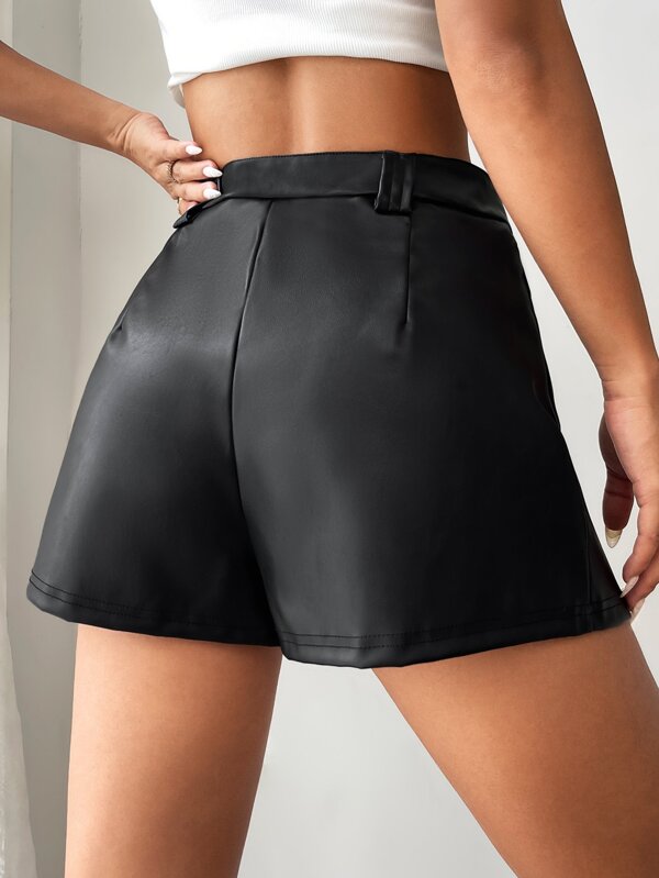 SHEIN EZwear High Waist PU Shorts SHEIN USA