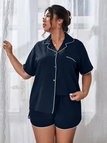 Plus Contrast Piping Patched Pocket PJ Set