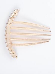 Rhinestone & Faux Pearl Decor Hair Pin - Gold - View 2
