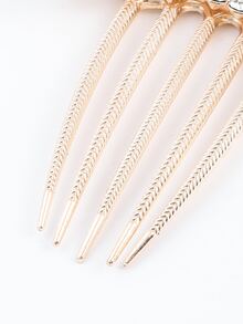 Rhinestone & Faux Pearl Decor Hair Pin - Gold - View 3