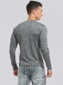 NITAGUT Men Button Half Placket Tee - Grey - View 2
