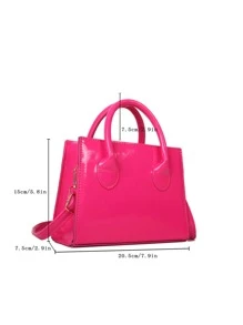 迷你螢光紅方包 - 玫紅色 - 查看 4