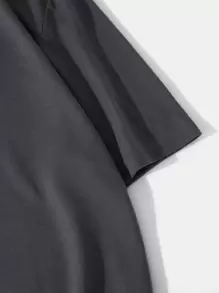 ROMWE MEN Street Life Men Letter Graphic Tee - Dark Grey - View 4