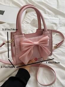 1 件迷你时尚手拿包，带蝴蝶结装饰，高品质压花鳄鱼图案，女士日常手提包