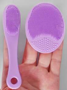 RANCAI 硅胶手动洗脸刷，柔软洗脸刷去角质，防水亲肤洁面刷，可去除黑头白头彩妆残留 - 紫色 - 查看 3