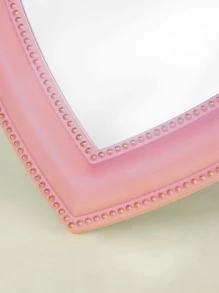 件粉紅色愛心型少女心桌面鏡子臥室化妝鏡女孩 2000 年代化妝鏡 - 粉色 - 查看 5