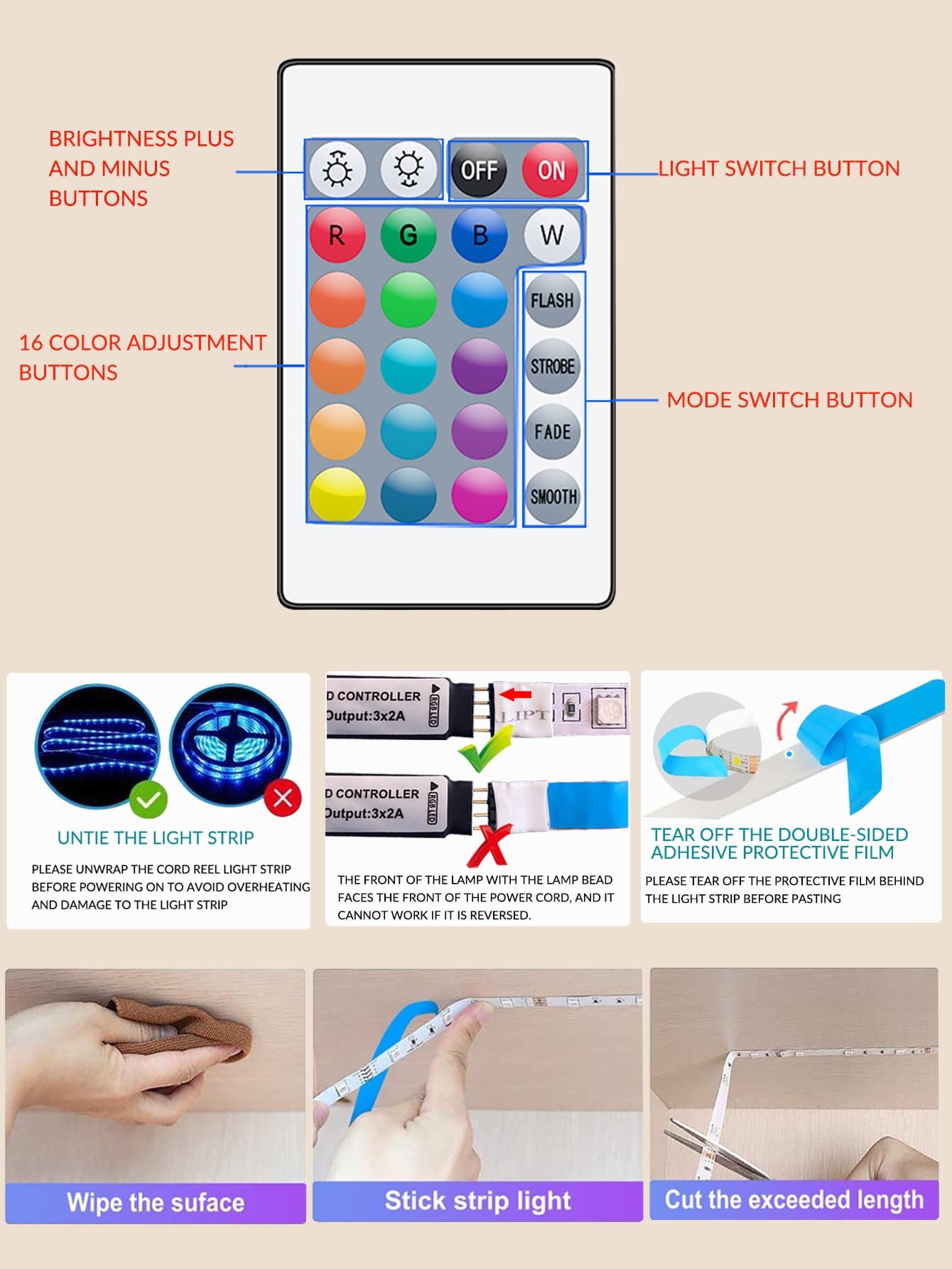 1PC 1M30MABS LED Strip Light Colorful Color Change Room Decor Home