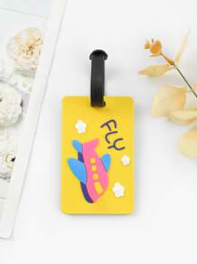 1入組可愛卡通飛機圖案PVC行李牌,休閒輕便後背包標籤手提箱標籤行李標籤,飛機登機標籤,旅行攜帶鑑別標籤 - 彩色 - 查看 1