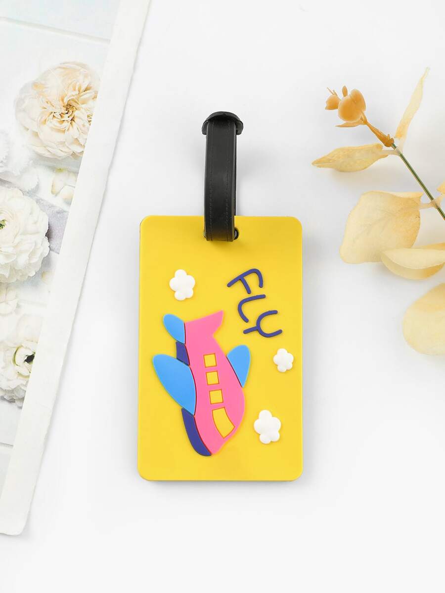 1入組可愛卡通飛機圖案PVC行李牌,休閒輕便後背包標籤手提箱標籤行李標籤,飛機登機標籤,旅行攜帶鑑別標籤 - 彩色 - 查看 1