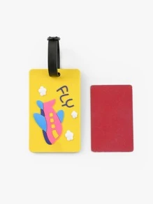 1入組可愛卡通飛機圖案PVC行李牌,休閒輕便後背包標籤手提箱標籤行李標籤,飛機登機標籤,旅行攜帶鑑別標籤 - 彩色 - 查看 3