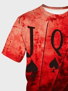 Manfinity LEGND 男士撲克牌圖案T恤 - 紅色 - 查看 3