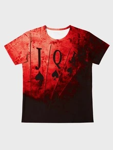 Manfinity LEGND 男士撲克牌圖案T恤 - 紅色 - 查看 5