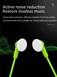 1 pieza Auriculares internos graves profundos con cable - Verde - Ver 5