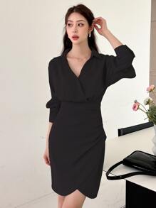 DAZY Đầm Xù Trọn gói màu trơn Giải trí - màu đen - Xem 4