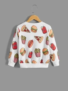 SHEIN 少年男孩食品印花套頭衫 - 白色 - 查看 2