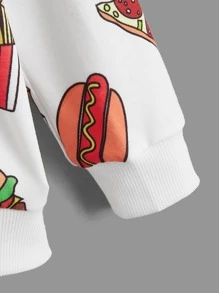 SHEIN 少年男孩食品印花套頭衫 - 白色 - 查看 3