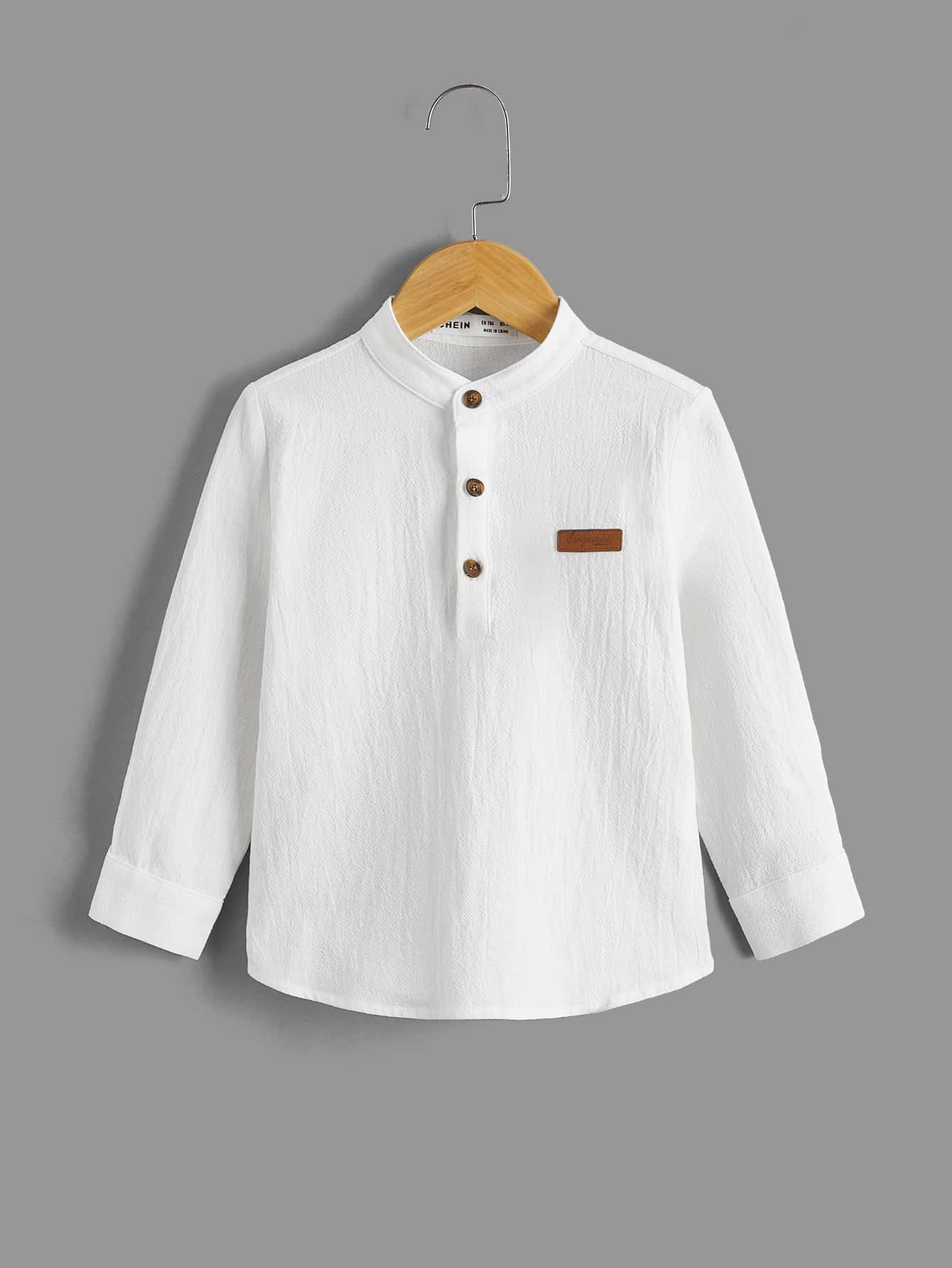 SHEIN 小男童字母補丁細節襯衫 - 白色 - 查看 1