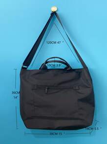 Zipper Front Shopper Bag - Black - View 3