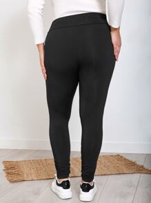 EMERY ROSE Plus Wide Waistband Leggings - Black - View 3