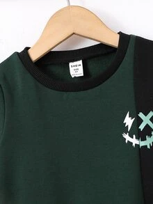 Bộ thời trang bé trai Hoạt hình Khối Màu Giải trí - màu xanh lá - Xem 3