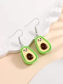 A pair of cute green avocado fruit resin fashionable and simple women's earrings suitable for daily wear