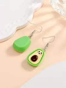 A pair of cute green avocado fruit resin fashionable and simple women's earrings suitable for daily wear