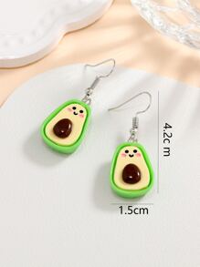 A pair of cute green avocado fruit resin fashionable and simple women's earrings suitable for daily wear