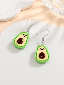 A pair of cute green avocado fruit resin fashionable and simple women's earrings suitable for daily wear