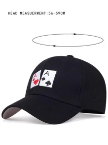 男士撲克牌刺繡棒球帽 - 黑色 - 查看 3