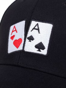 男士撲克牌刺繡棒球帽 - 黑色 - 查看 5