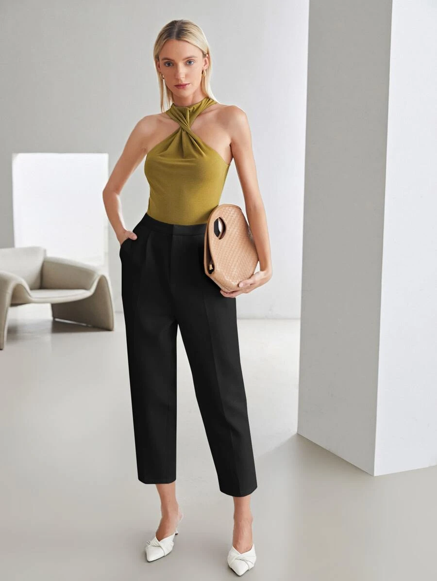 MOTF PREMIUM CROPPED TAILORED TROUSERS - Black - View 1