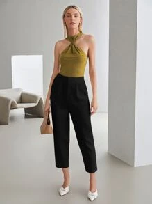 MOTF PREMIUM CROPPED TAILORED TROUSERS - Black - View 3