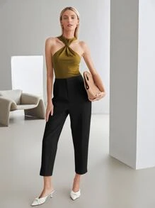 MOTF PREMIUM CROPPED TAILORED TROUSERS - Black - View 5