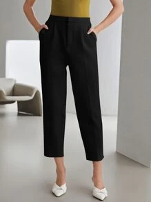 MOTF PREMIUM CROPPED TAILORED TROUSERS - Black - View 8