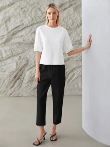 MOTF PREMIUM CROPPED TAILORED TROUSERS - Black - View 9
