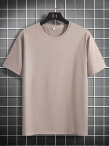 Manfinity Homme Hombres Camiseta con estampado floral con grulla - Caqui - Ver 2