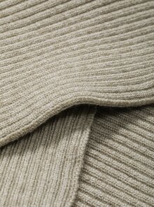 DAZY Rib-knit Wrap Cross Raglan Sleeve Crop Jumper - Apricot - View 3