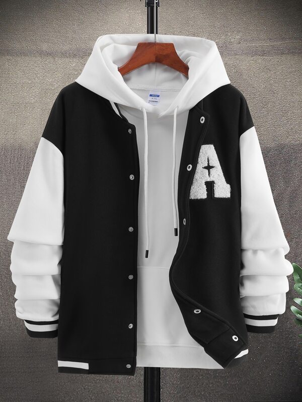 Manfinity Sporsity Men Letter Graphic Two Tone Drop Shoulder Varsity