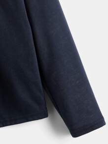 SHEIN Boys Contrast Plaid Collar Polo Shirt - Navy Blue - View 4