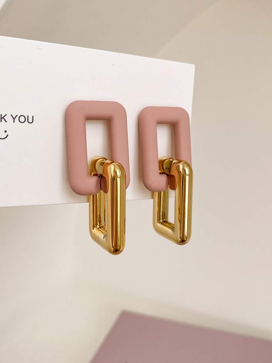 Bông tai thả hai tông màu thiết kế địa lý - Nhiều màu - Xem 1